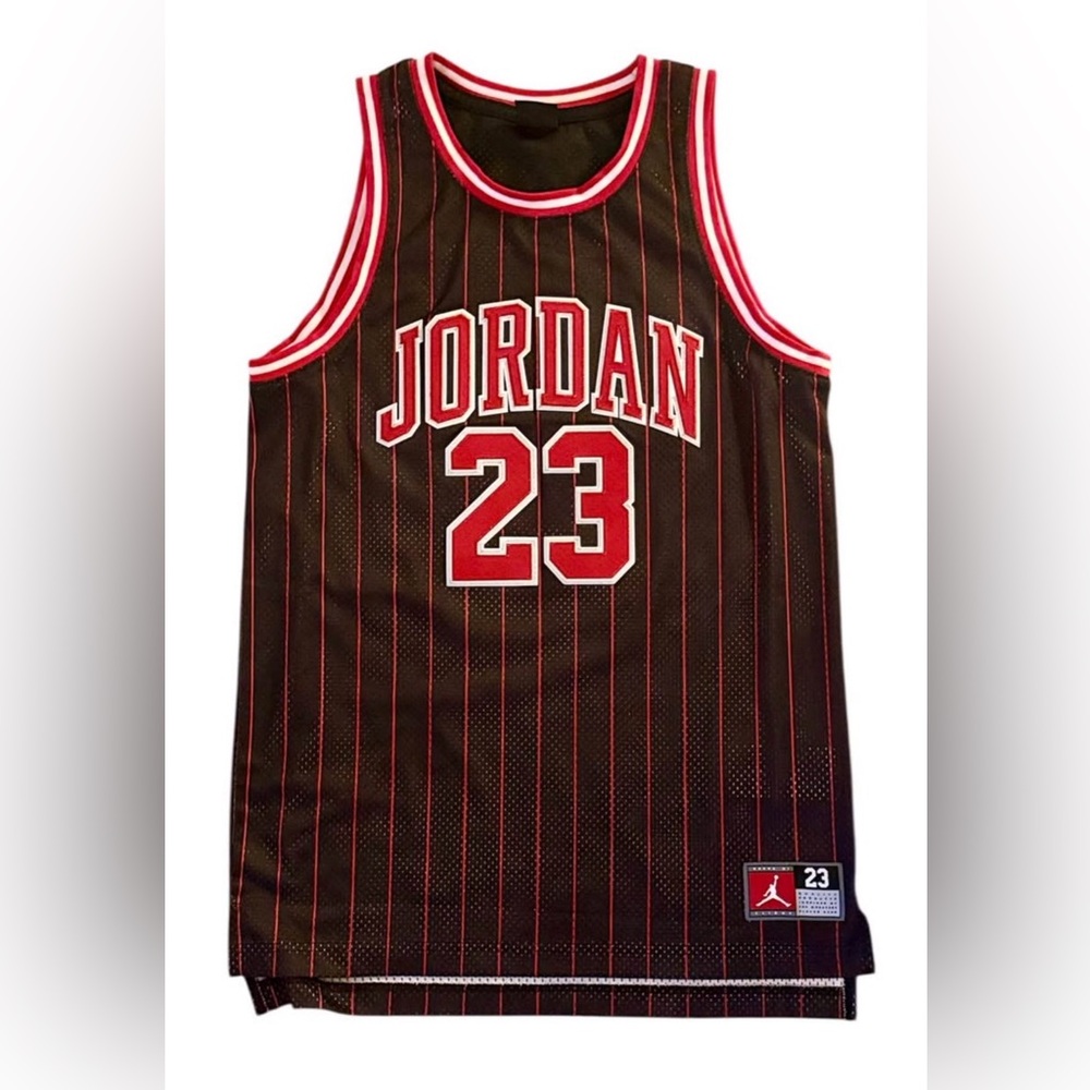 Vintage Michael Jordan Chicago Bulls Pinstripe Black Jersey YOUTH XL